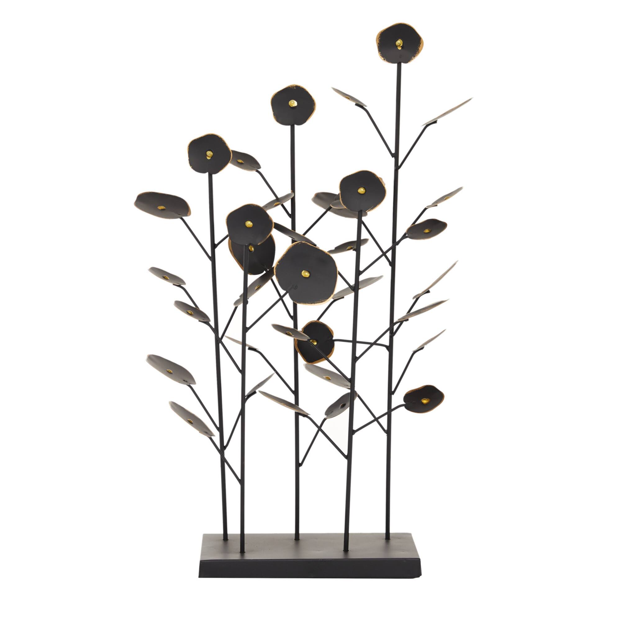 21" Black Metal Contemporary Nature Sculpture